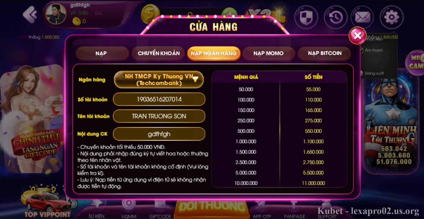 Nạp rút tiền Ran Vip Club không lo giới hạn phương thức 